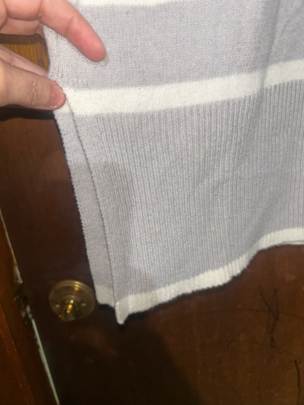 Wonderly Light Gray & White Striped Turtleneck Sweater - Picture 3 of 5